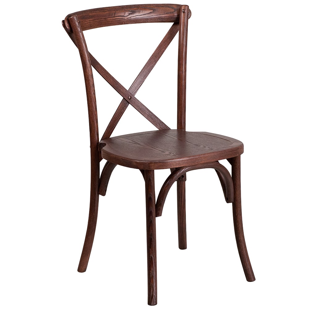 Flash Furniture XU-X-MAH-GG Stacking Chair w/ Cross Back - Ash Wood Frame, Mahogany Finish