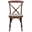 Flash Furniture XU-X-MAH-NTC-GG Stacking Chair w/ Cross Back & Natural Cushion - Ash Wood Frame, Mahogany Finish thumbnail 4