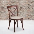 Flash Furniture XU-X-MAH-NTC-GG Stacking Chair w/ Cross Back & Natural Cushion - Ash Wood Frame, Mahogany Finish thumbnail 5