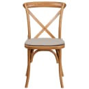 Flash Furniture XU-X-OAK-NTC-GG Stacking Chair w/ Cross Back & Natural Cushion - Ash Wood Frame, Oak Finish thumbnail 4