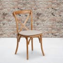 Flash Furniture XU-X-OAK-NTC-GG Stacking Chair w/ Cross Back & Natural Cushion - Ash Wood Frame, Oak Finish thumbnail 5