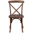 Flash Furniture XU-X-PEC-GG Stacking Chair w/ Cross Back - Ash Wood Frame, Pecan Finish thumbnail 5