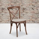 Flash Furniture XU-X-PEC-NTC-GG Stacking Chair w/ Cross Back & Natural Cushion - Ash Wood Frame, Pecan Finish thumbnail 5