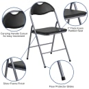Flash Furniture YB-YJ806H-GG Folding Chair w/ Black Vinyl Back & Seat - Metal Frame, Silver thumbnail 3