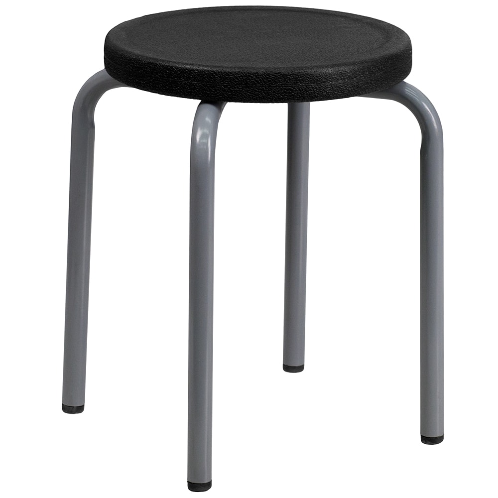 Flash Furniture YK01B-GG Stackable Stool w/ Black Plastic Seat - Steel Frame
