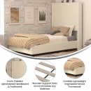 Flash Furniture YK-1077-BEIGE-T-GG Twin Size Platform Bed Frame w/ Wingback Headboard - Plastic, Beige thumbnail 5