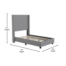 Flash Furniture YK-1077-GY-T-GG Twin Size Platform Bed Frame w/ Wingback Headboard - Plastic, Gray thumbnail 2