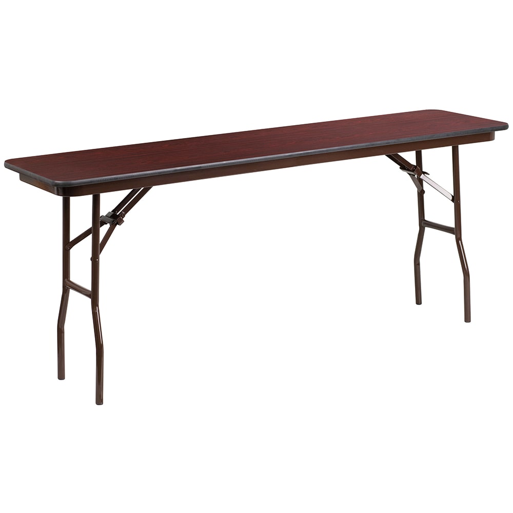 Flash Furniture YT-1872-HIGH-WAL-GG Rectangular Folding Table w/ High Pressure Mahogany Laminate Top - 72"W x 18"D x 30"H