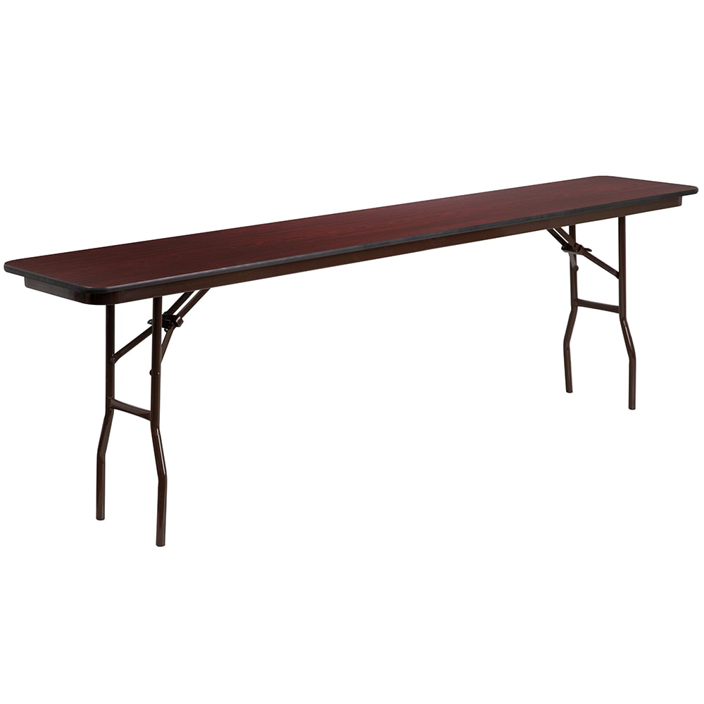 Flash Furniture YT-1896-HIGH-WAL-GG Rectangular Folding Table w/ High Pressure Mahogany Laminate Top - 96"W x 18"D x 30"H