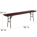 Flash Furniture YT-1896-MEL-WAL-GG Rectangular Folding Table w/ Mahogany Laminate Top - 96"W x 18"D x 30"H thumbnail 2