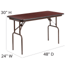 Flash Furniture YT-2448-MEL-WAL-GG Rectangular Folding Table w/ Mahogany Laminate Top - 48"W x 24"D x 30"H thumbnail 2
