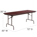 Flash Furniture YT-3072-HIGH-WAL-GG Rectangular Folding Table w/ High Pressure Mahogany Laminate Top - 72"W x 30"D x 30"H thumbnail 2