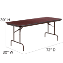 Flash Furniture YT-3072-MEL-WAL-GG Rectangular Folding Table w/ Mahogany Laminate Top - 72"W x 30"D x 30"H thumbnail 2