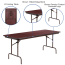 Flash Furniture YT-3072-MEL-WAL-GG Rectangular Folding Table w/ Mahogany Laminate Top - 72"W x 30"D x 30"H thumbnail 3