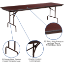 Flash Furniture YT-3096-HIGH-WAL-GG Rectangular Folding Table w/ High Pressure Mahogany Laminate Top - 96"W x 30"D x 30"H thumbnail 2