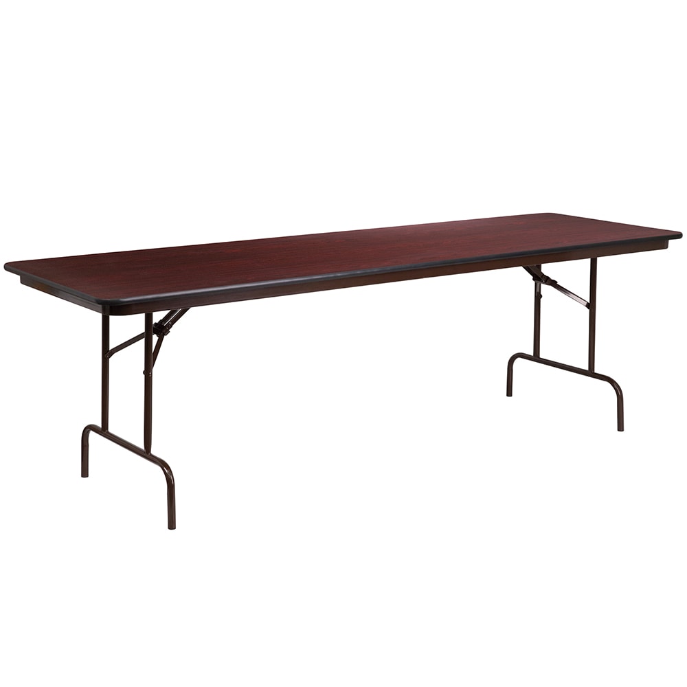 Flash Furniture YT-3096-MEL-WAL-GG Rectangular Folding Table w/ Mahogany Laminate Top - 96"W x 30"D x 30"H