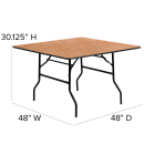 Flash Furniture YT-WFFT48-SQ-GG 48" Square Folding Banquet Table w/ Plywood Top, 30 1/8"H thumbnail 2
