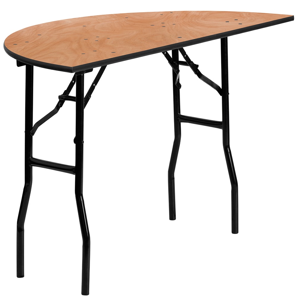 Flash Furniture YT-WHRFT48-HF-GG Half Round Folding Banquet Table w/ Plywood Top - 48"W x 24"D x 30 1/4"H