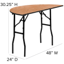Flash Furniture YT-WHRFT48-HF-GG Half Round Folding Banquet Table w/ Plywood Top - 48"W x 24"D x 30 1/4"H thumbnail 2