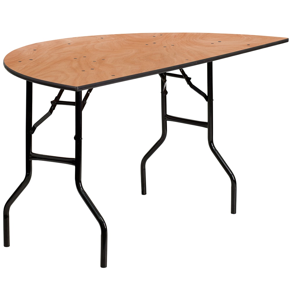 Flash Furniture YT-WHRFT60-HF-GG Half Round Folding Banquet Table w/ Plywood Top - 60"W x 30"D x 30 1/4"H