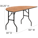 Flash Furniture YT-WHRFT60-HF-GG Half Round Folding Banquet Table w/ Plywood Top - 60"W x 30"D x 30 1/4"H thumbnail 2