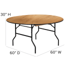 Flash Furniture YT-WRFT60-TBL-GG 60" Round Folding Banquet Table w/ Plywood Top, 30"H thumbnail 2