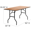 Flash Furniture YT-WTFT30X60-TBL-GG Rectangular Folding Banquet Table w/ Plywood Top - 60"W x 30"D x 30 1/4"H thumbnail 2
