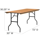 Flash Furniture YT-WTFT30X72-TBL-GG Rectangular Folding Banquet Table w/ Plywood Top - 72"W x 30"D x 30 1/4"H thumbnail 2