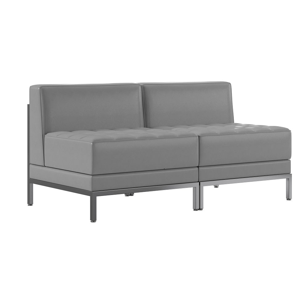 Flash Furniture ZB-IMAG-MIDCH-2-GY-GG 2 Piece Modular Lounge Chair Set - Gray LeatherSoft Upholstery, Stainless Legs