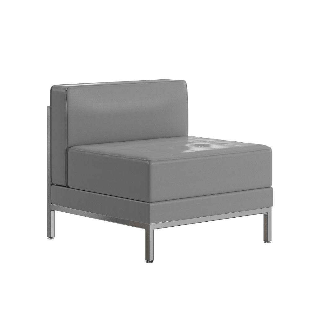 Flash Furniture ZB-IMAG-MIDDLE-GY-GG Modular Middle Chair - Gray LeatherSoft Upholstery, Stainless Base