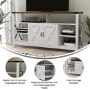 Flash Furniture ZG-025-WH-GG 60" TV Stand w/ Storage, White/Rustic Oak thumbnail 5