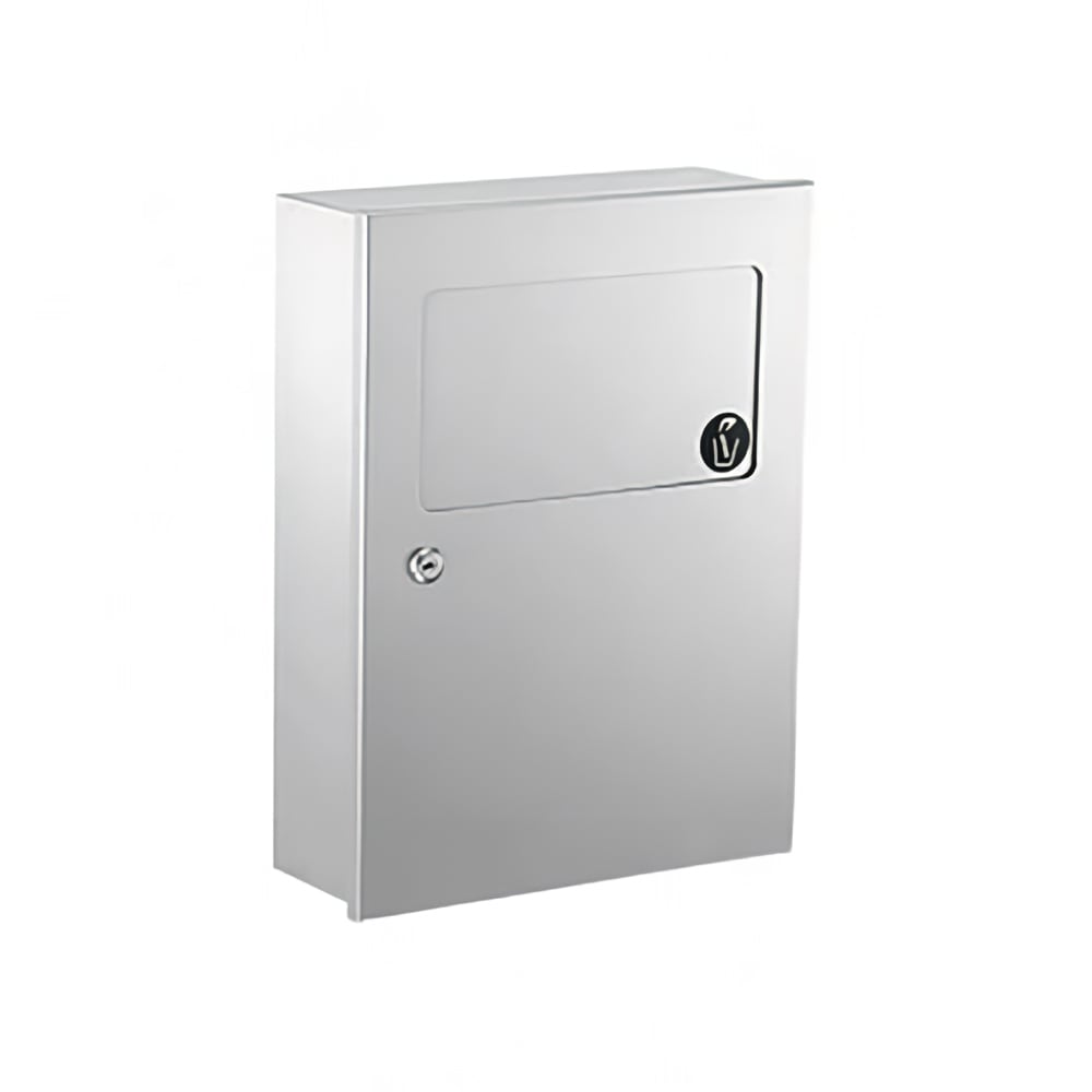 Gamco ND-5 Surface Mounted Coverall Sanitary Napkin Disposal - 1 1/5 gal, Satin Stainless