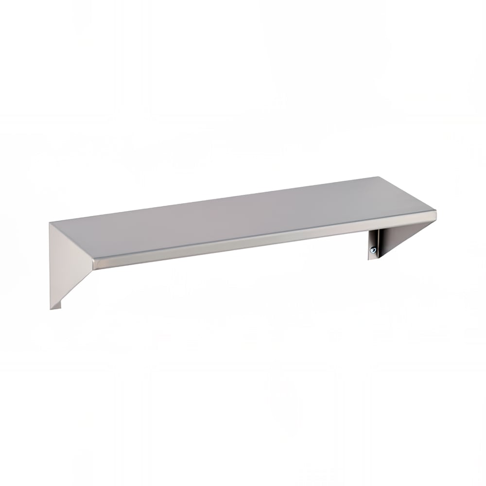 Gamco S-5X16 Solid Wall Mounted Shelf, 16"W x 5"D, Stainless Steel