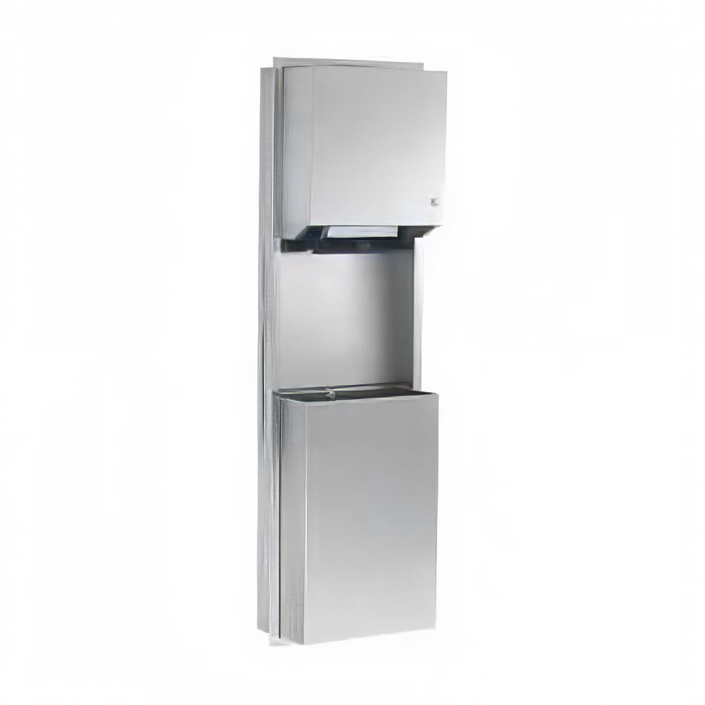 Bobrick TW-14RP 12 gallon Semi Recessed Bathroom Trash Can w/ Paper Towel Dispenser, Stainless Steel