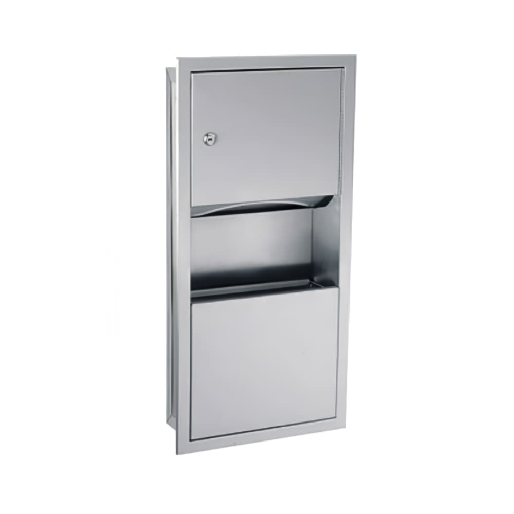 Gamco TW-3 2 gallon Recessed Trash Can w/ Paper Towel Dispenser, Satin Stainless