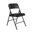 National Public Seating 1210 Folding Chair w/ Caviar Black Vinyl Back & Seat - Steel Frame, Black thumbnail 2