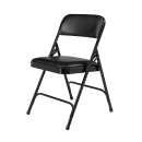 National Public Seating 1210 Folding Chair w/ Caviar Black Vinyl Back & Seat - Steel Frame, Black thumbnail 3