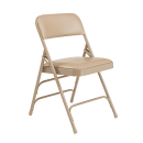 National Public Seating 1301 Folding Chair w/ French Beige Vinyl Back & Seat - Steel Frame, Beige thumbnail 2