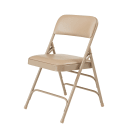 National Public Seating 1301 Folding Chair w/ French Beige Vinyl Back & Seat - Steel Frame, Beige thumbnail 3