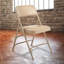 National Public Seating 1301 Folding Chair w/ French Beige Vinyl Back & Seat - Steel Frame, Beige thumbnail 7