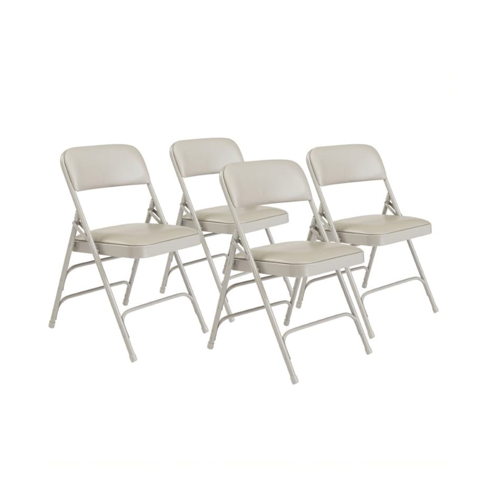 National Public Seating 1302 Folding Chair w/ Warm Gray Vinyl Back & Seat - Steel Frame, Gray