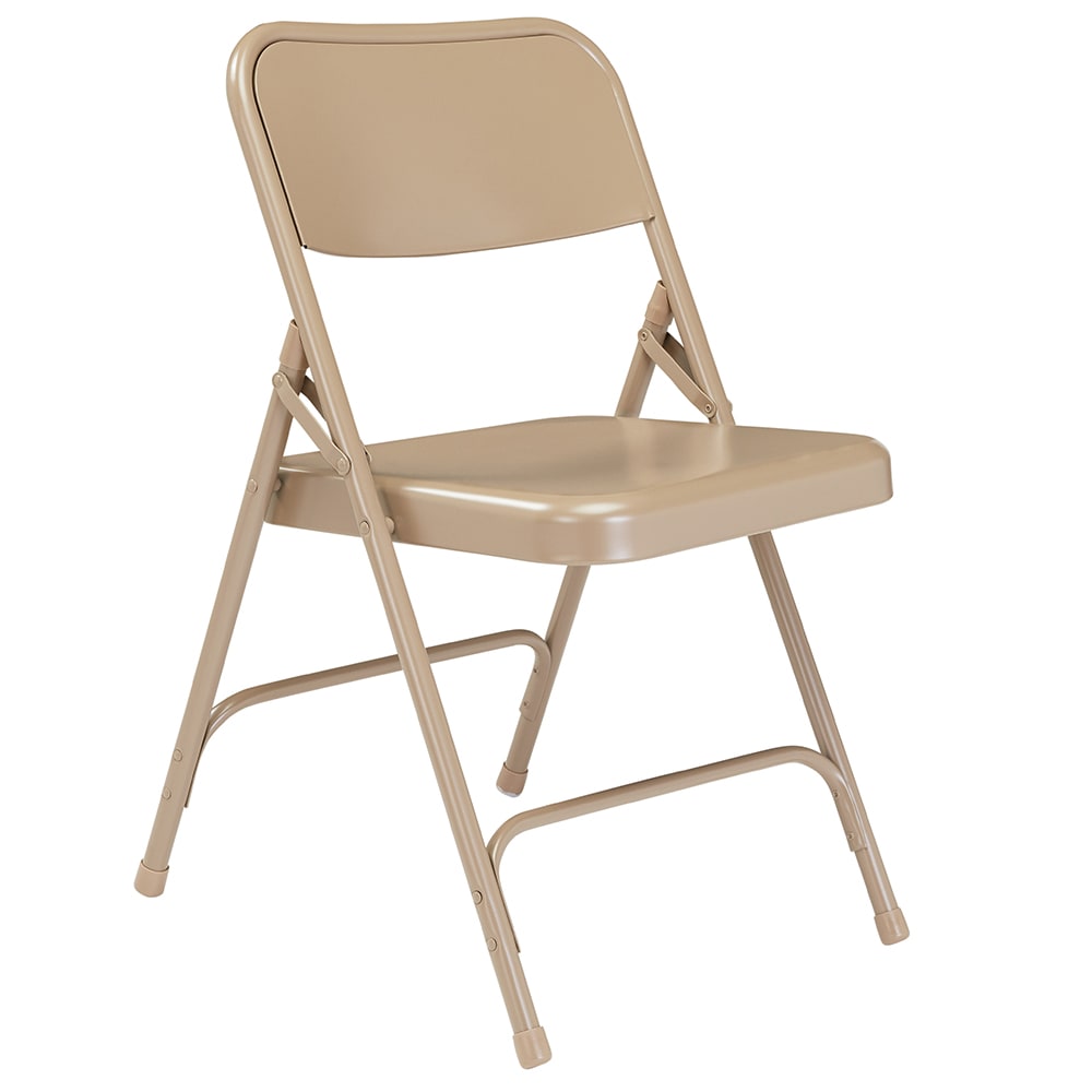 National Public Seating 201 Folding Chair w/ Beige Steel Back & Seat - Steel Frame, Beige