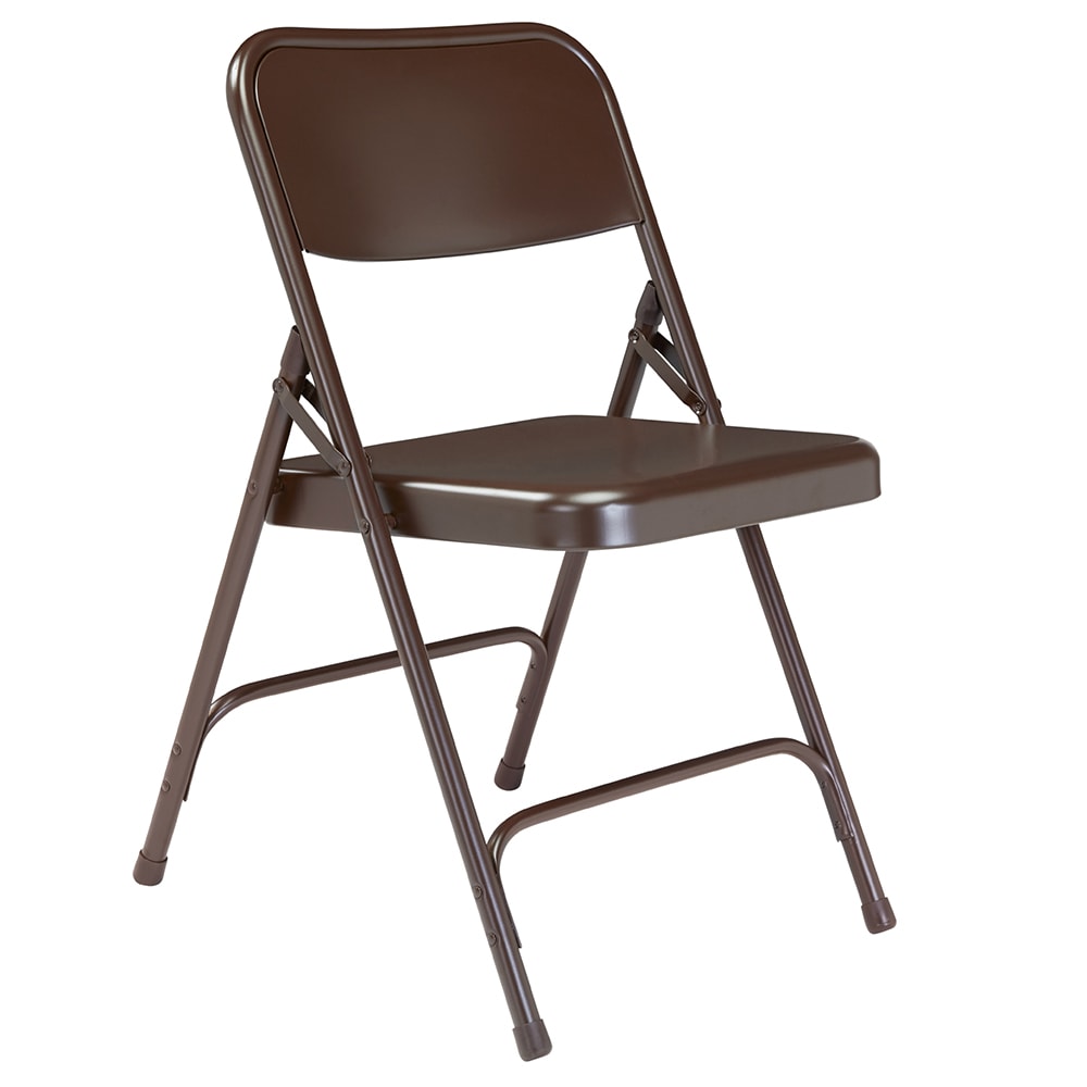National Public Seating 203 Folding Chair w/ Brown Steel Back & Seat - Steel Frame, Brown