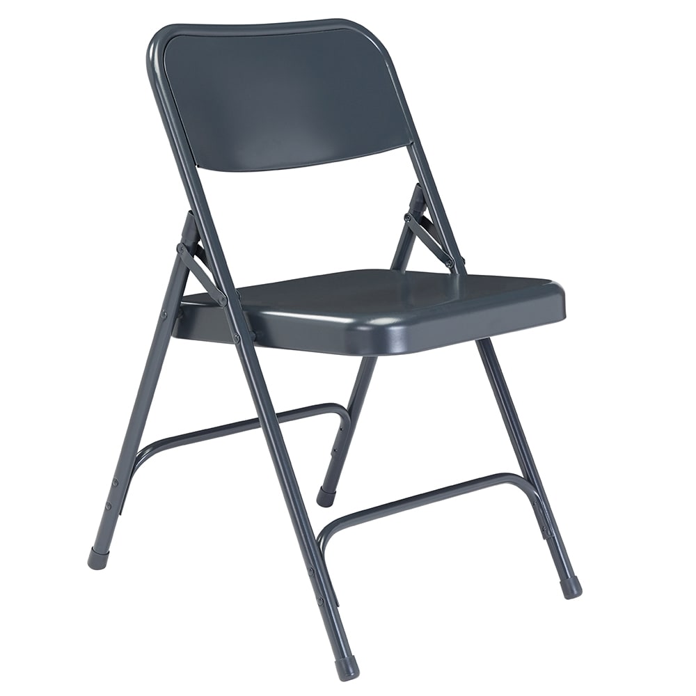 National Public Seating 204 Folding Chair w/ Char-Blue Steel Back & Seat - Steel Frame, Char-Blue