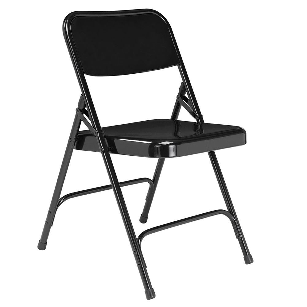 National Public Seating 210 Folding Chair w/ Black Steel Back & Seat - Steel Frame, Black