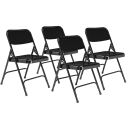 National Public Seating 210 Folding Chair w/ Black Steel Back & Seat - Steel Frame, Black thumbnail 2