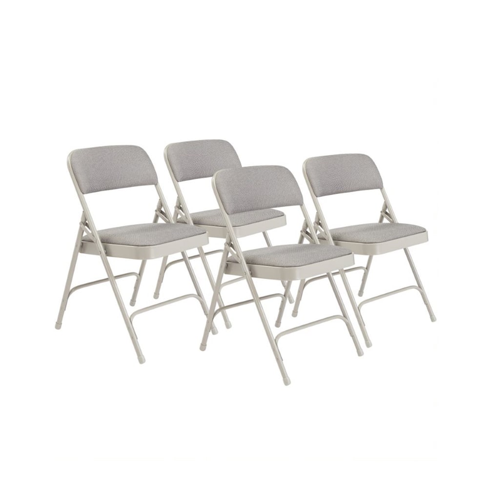 National Public Seating 2202 Folding Chair w/ Graystone Fabric Back & Seat - Steel Frame, Gray