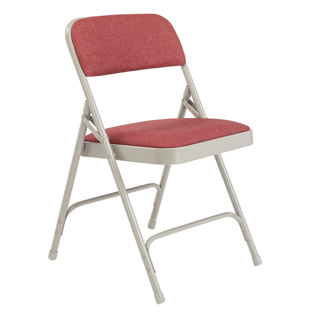 National Public Seating 2208 Folding Chair w/ Majestic Cabernet Fabric Back & Seat - Steel Frame, Gray