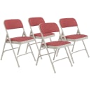 National Public Seating 2208 Folding Chair w/ Majestic Cabernet Fabric Back & Seat - Steel Frame, Gray thumbnail 2