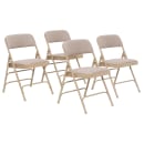 National Public Seating 2301 Folding Chair w/ Café Beige Fabric Back & Seat - Steel Frame, Beige thumbnail 2